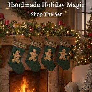 Handmade Gingerbread Family Stocking $29